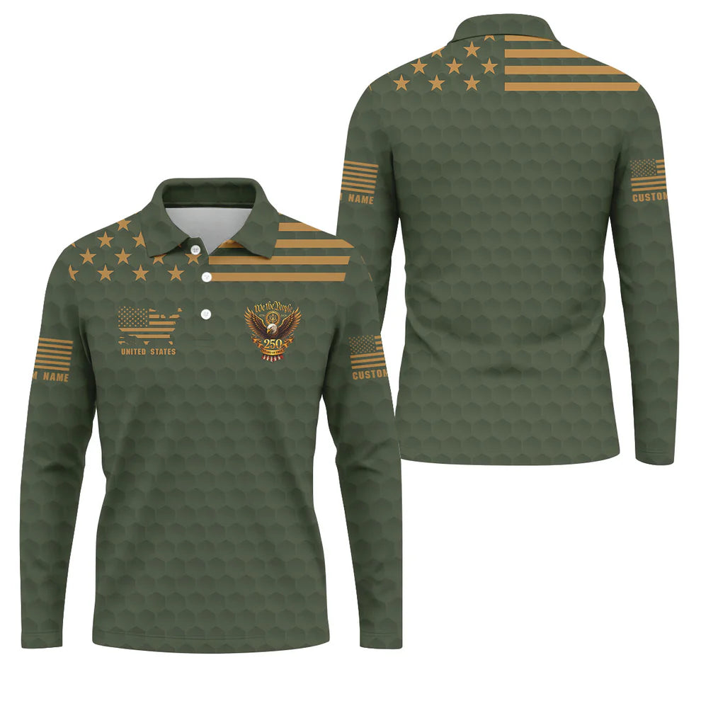Army Veteran We The People 250 Years Of Free 4th Of July Golf Shirt, Golf Shirts For Men