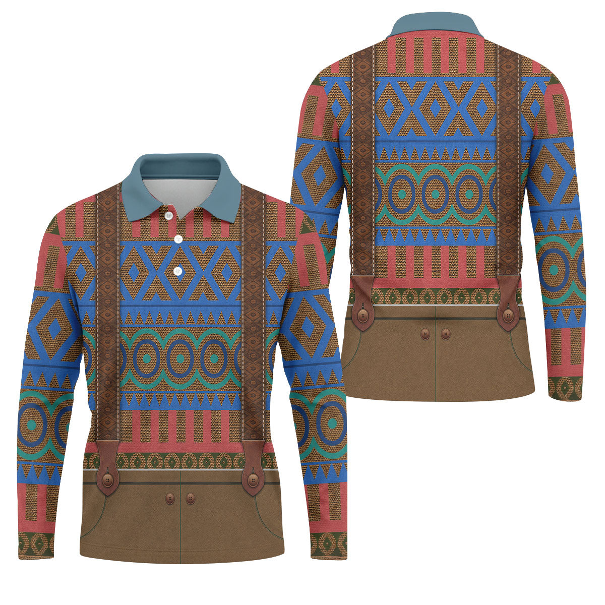 Tribal Suspender Pattern Halloween Golf Polo Shirt, Golf Polo Shirts For Men, Hawaiian Golf Shirt