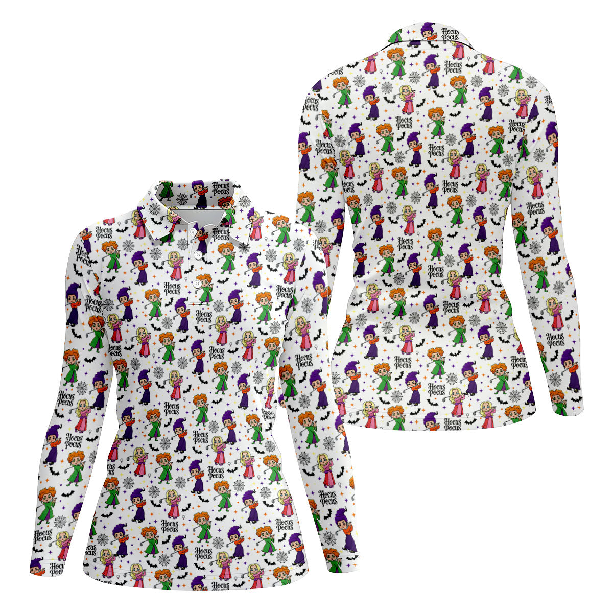 Hocus Pocus Horror Character Polo Shirt, Halloween Tops For Women, Women's Golf Polo