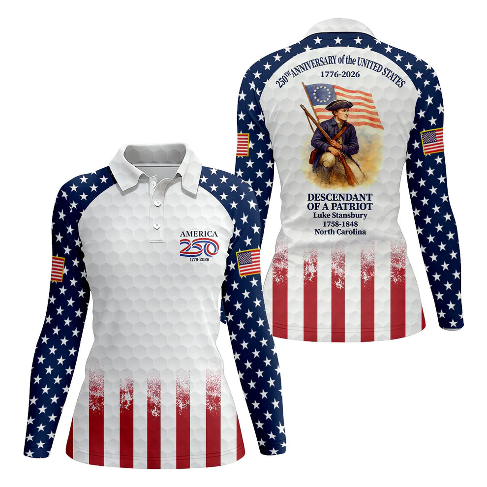 250 Years Of America Tropical Vibe Vintage Golf Polo Shirt, Patriotic 4th Of July Golf Shirt For Women (Copy)