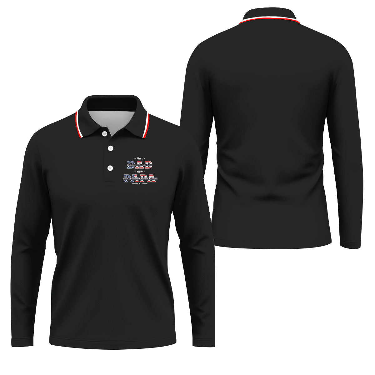 Black First Dad Now Grandpa Golf Polo Shirt, Mens Golf Shirts, Golf Apparel For Men