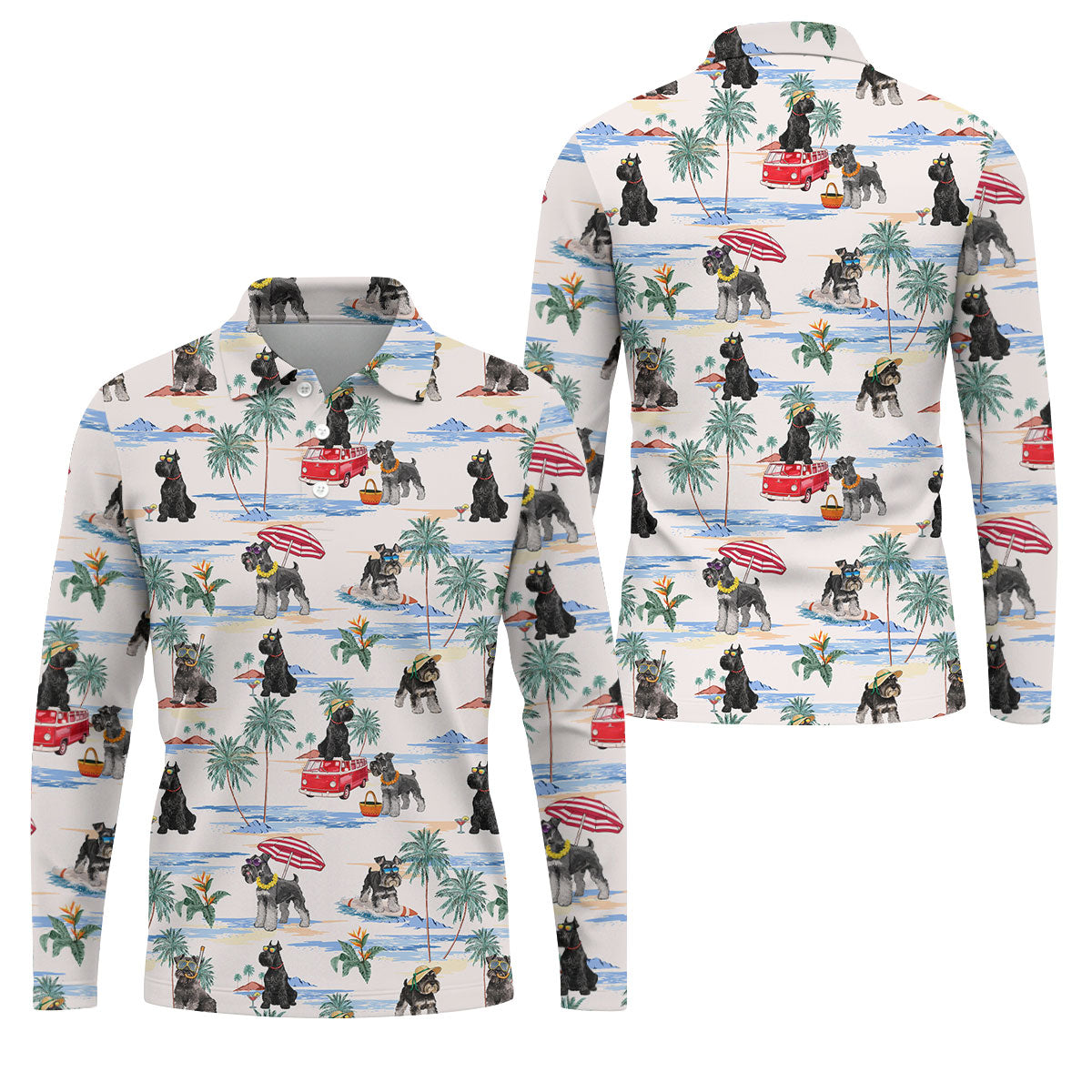 Schnauzer Beach Vacation Tropical Golf Polo Shirt, Hawaiian Golf Shirt, Golf Shirts For Men