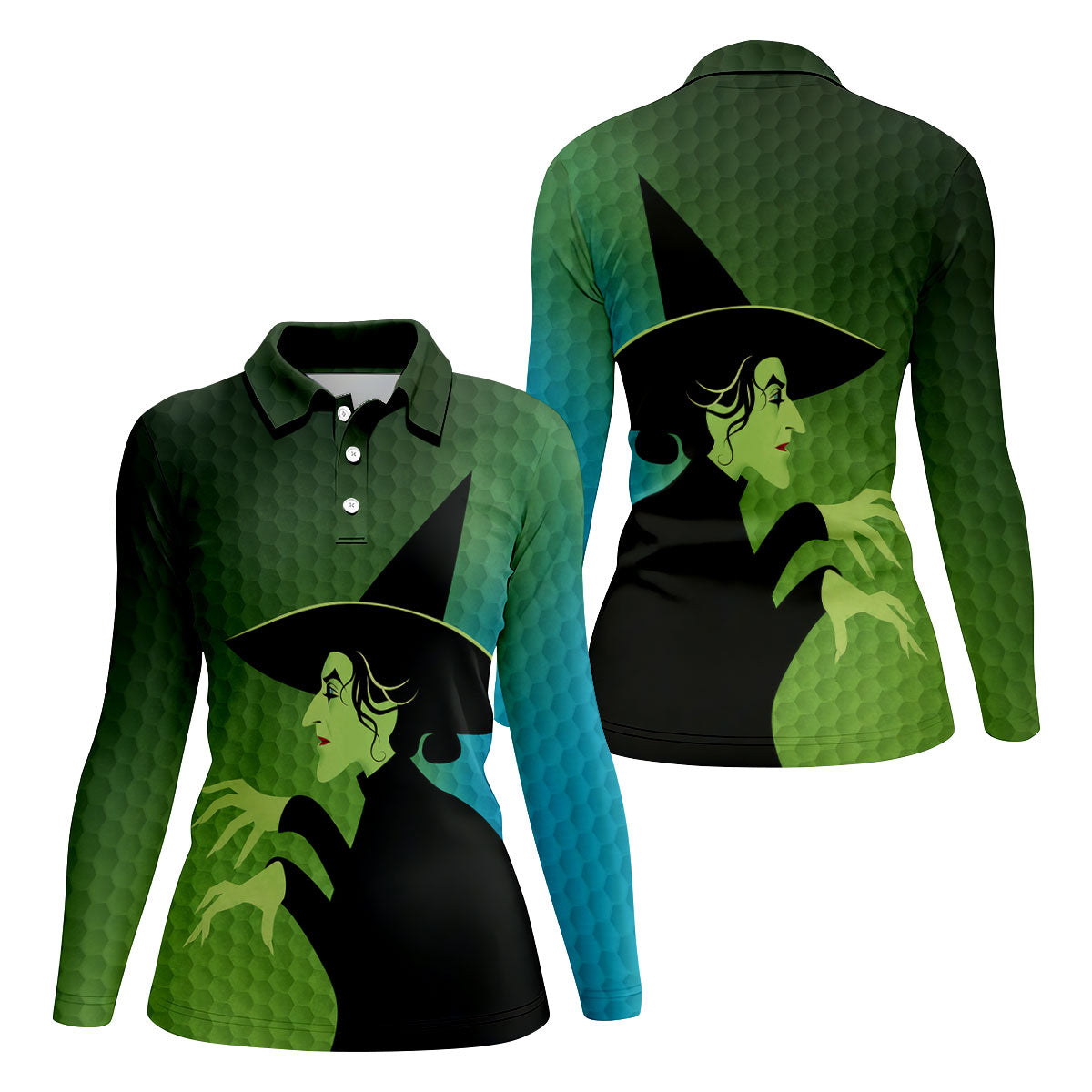Green Witch Horror Character Halloween Golf Polo Shirt, Witch Costume Shirt, Golf Shirts For Women