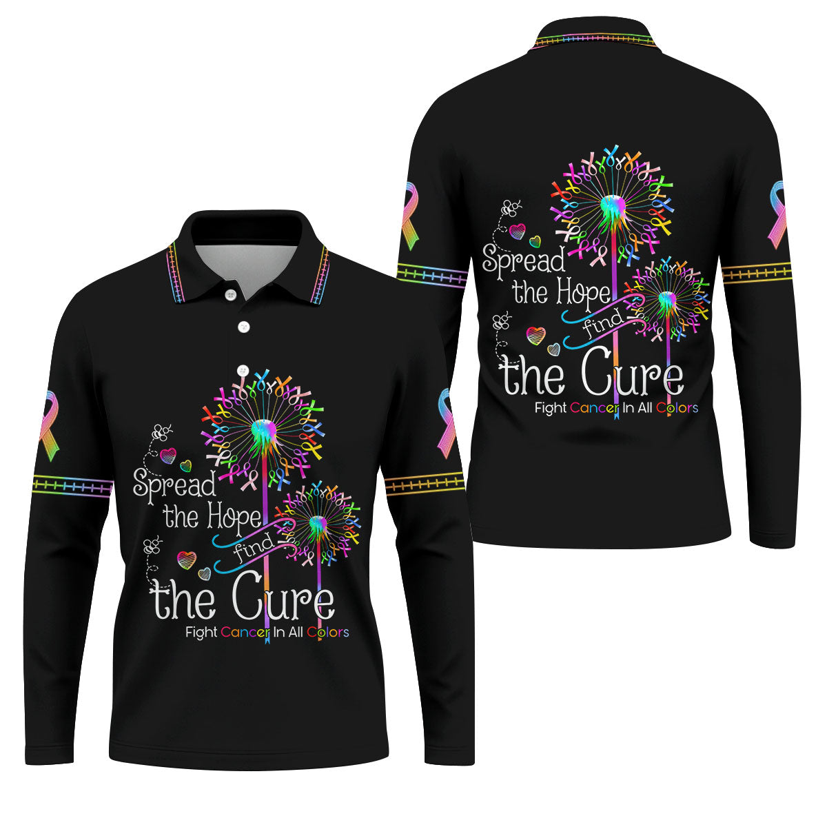 Spread The Hope Find The Cure Breast Cancer Awareness Golf Polo Shirt, Golf Shirts For Men