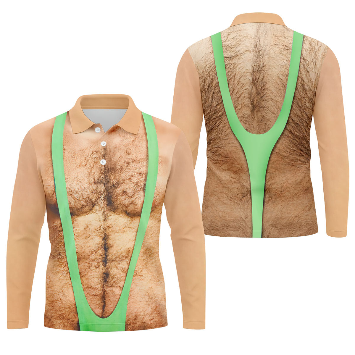 Funny Hairy Chest Illusion Golf Polo Shirt, Golf Polo Shirts For Men, Mens Golf Apparel