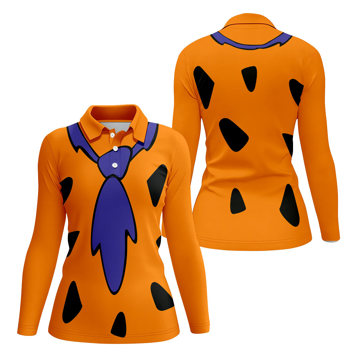 Fred Flintstone Costume Orange Design Golf Shirt, Women's Golf Shirt, Hawaiian Golf Shirt, Golf Polo For Women