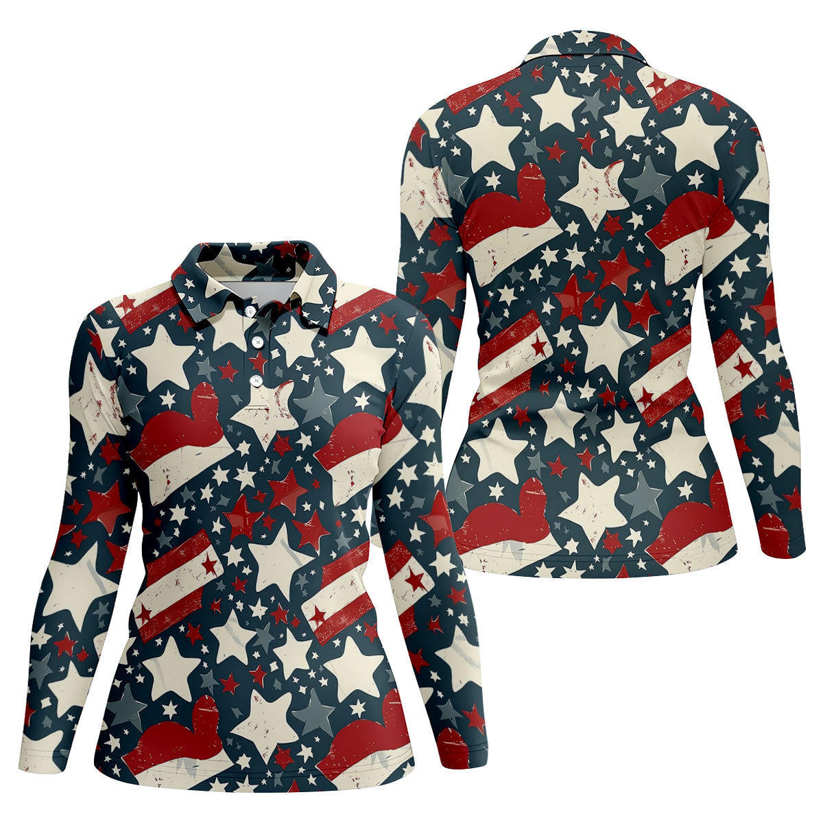 Distressed Texas Flag Golf Shirt, 250 Years Patriotic 4th Of July Golf Shirt For Women