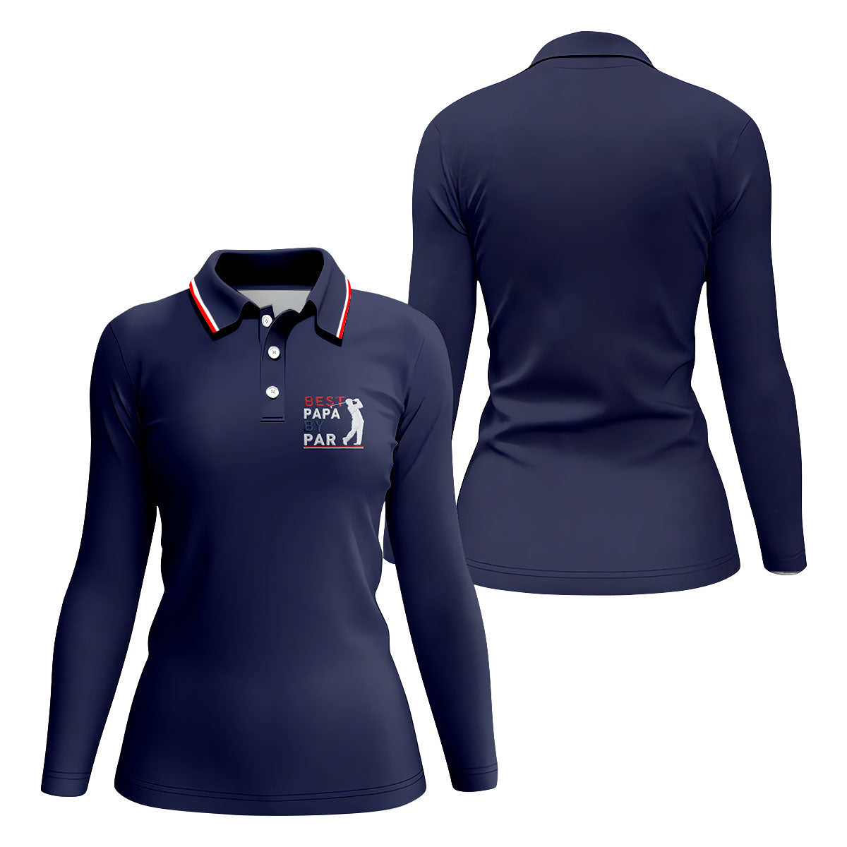 Navy Best Papa By Par Embroidered Golf Polo Shirt, Women’s Golf Polo, Golf Shirts For Women