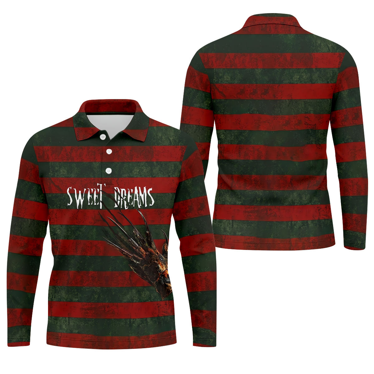 Sweet Dreams Horror Striped Golf Polo Shirt, Mens Golf Shirts, Golf Apparel For Men