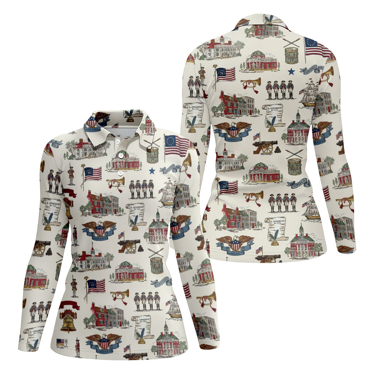 USA America Eagle Liberty Bell Flag 4th Of July Golf Shirt Patriotic Golf Shirt, Golf Shirts For Women