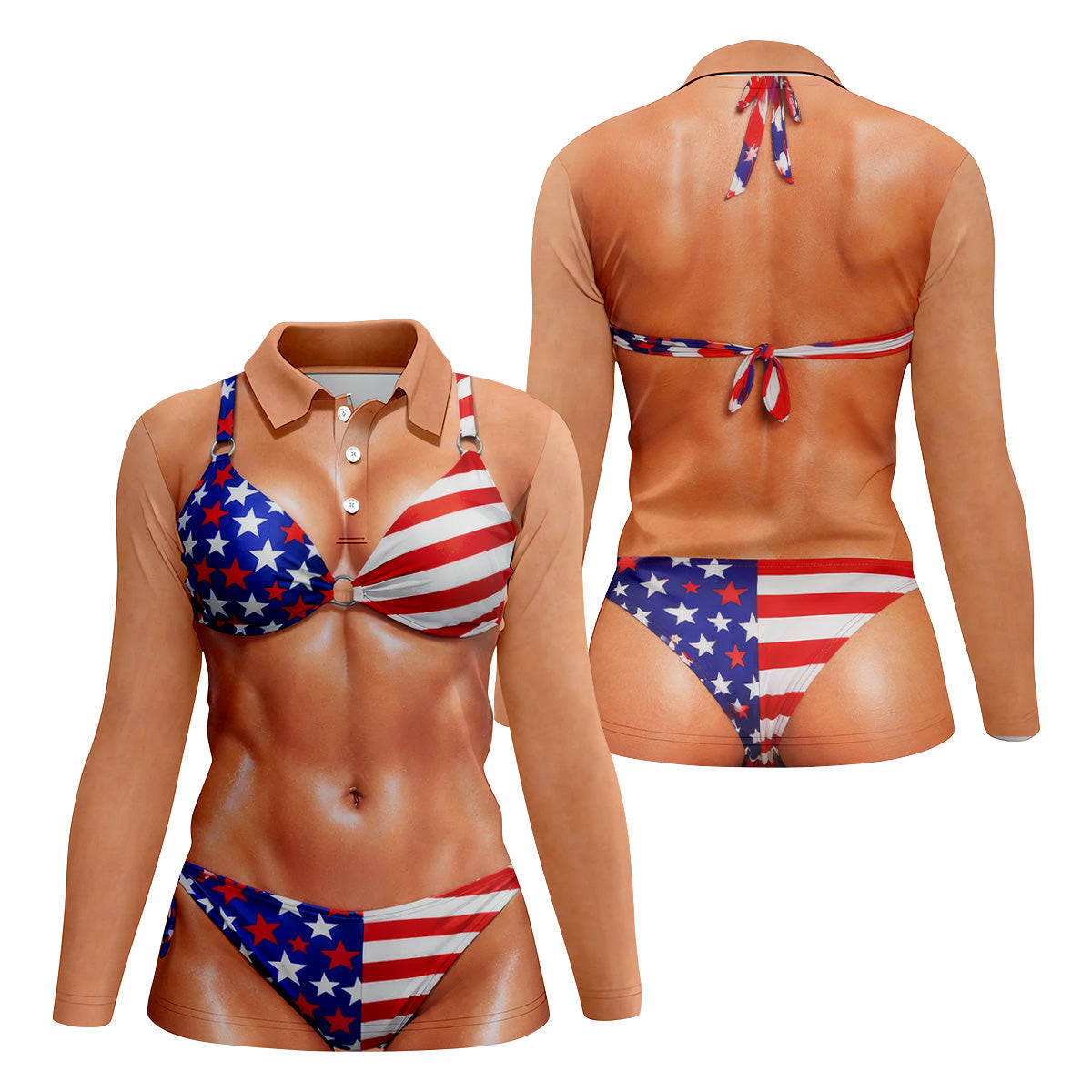 Naughty Fun USA Patriotic 4th Of July Ladies Golf Shirts, 250th Anniversary Golf Shirt For Women