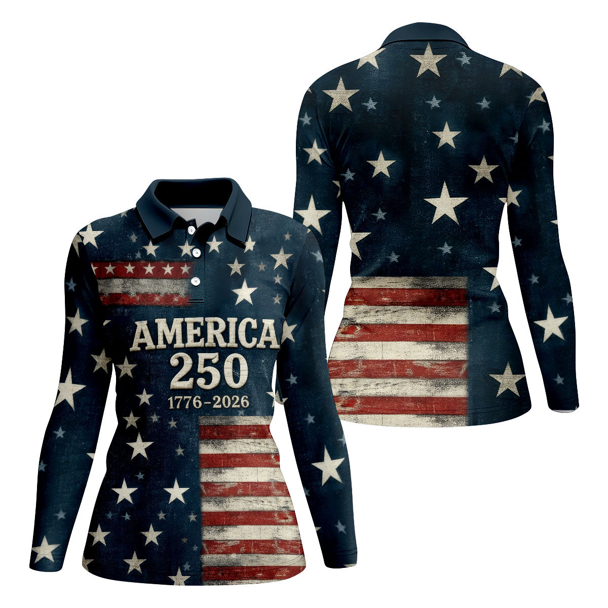 US America 250 Year Anniversary Veterans Day Golf Shirt, Patriotic 4th Of July Golf Shirt For Women
