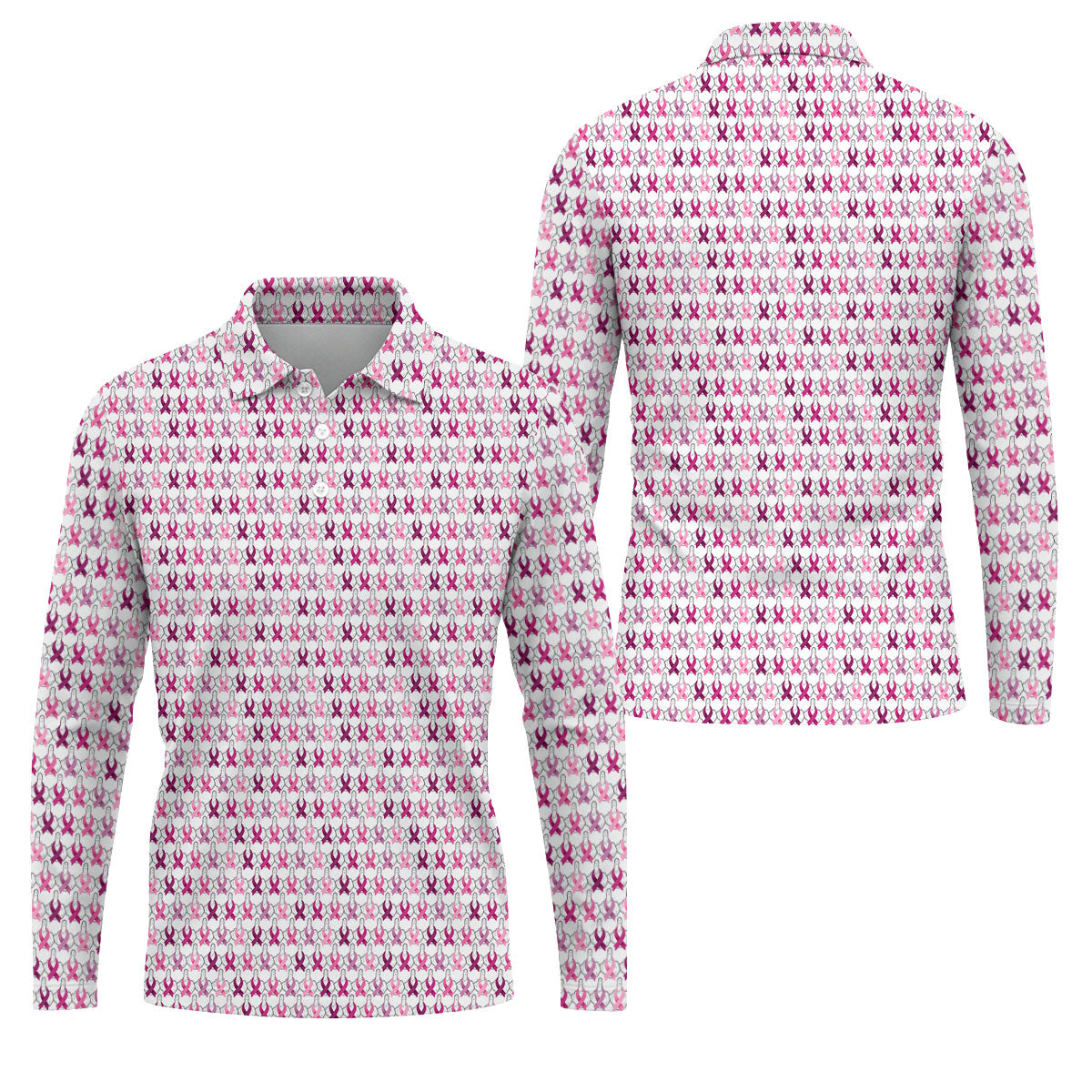 Middle Finger Pink Ribbon Breast Cancer Golf Shirt, Mens Golf Polo, Printed Golf Shirts