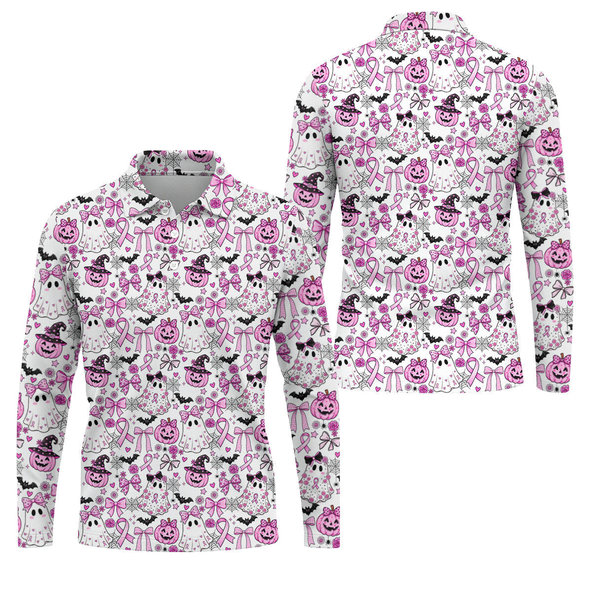 Pink Breast Cancer Witch Halloween Golf Polo Shirt, Mens Golf Polo, Golf Shirts For Men