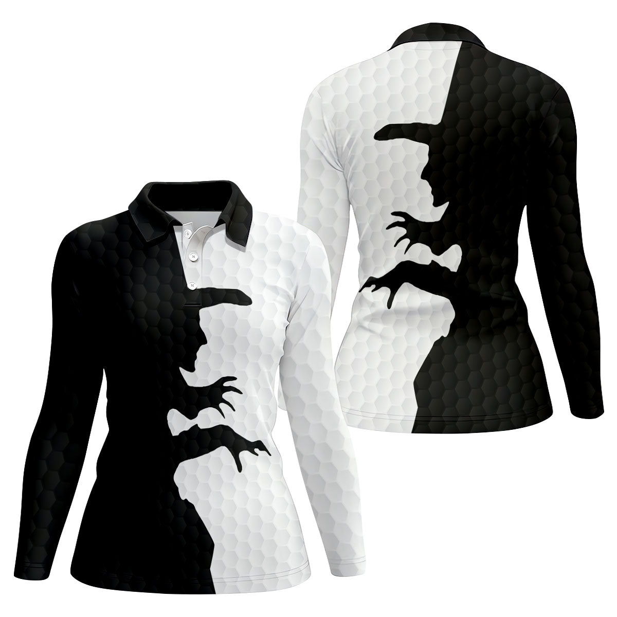Witch Silhouette Halloween Golf Polo Shirt, Ladies Golf Tops, Golf Shirts For Women