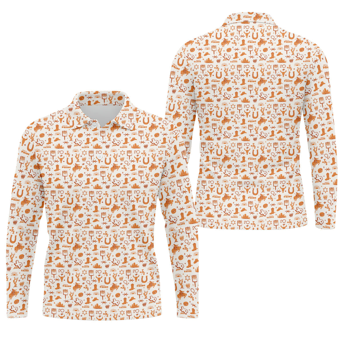 Texas Cowboy Western Pattern Golf Polo Shirt, Hawaiian Golf Shirt, Golf Polo Shirts For Men