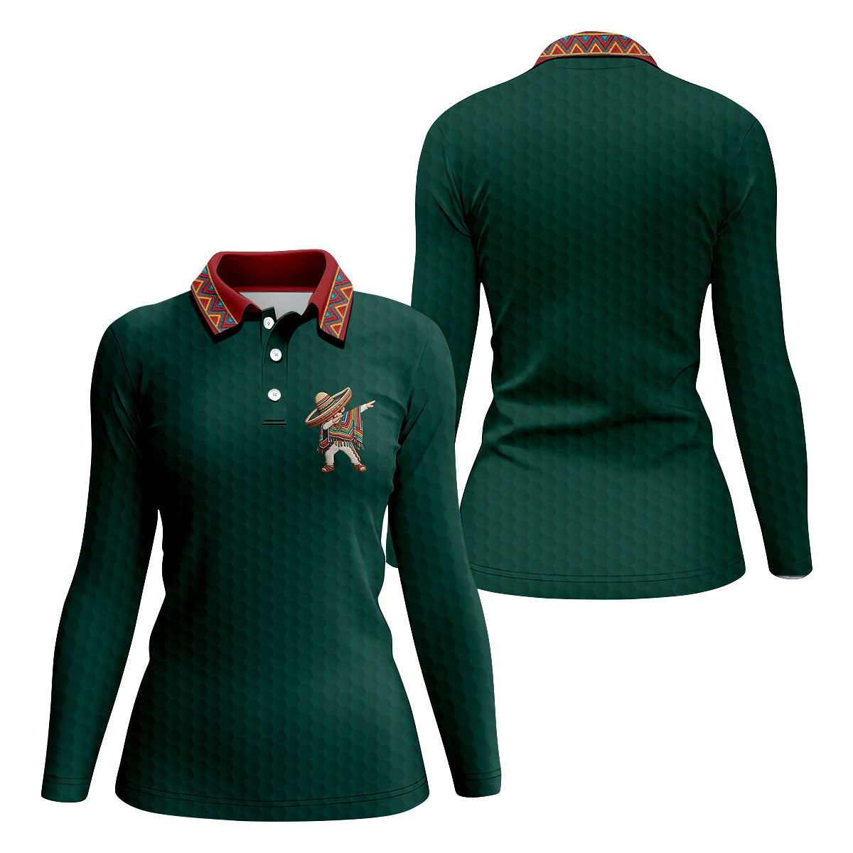 Cinco De Mayo Celebration Golf Ball Pattern Green Golf Shirt, Golf Shirt For Women