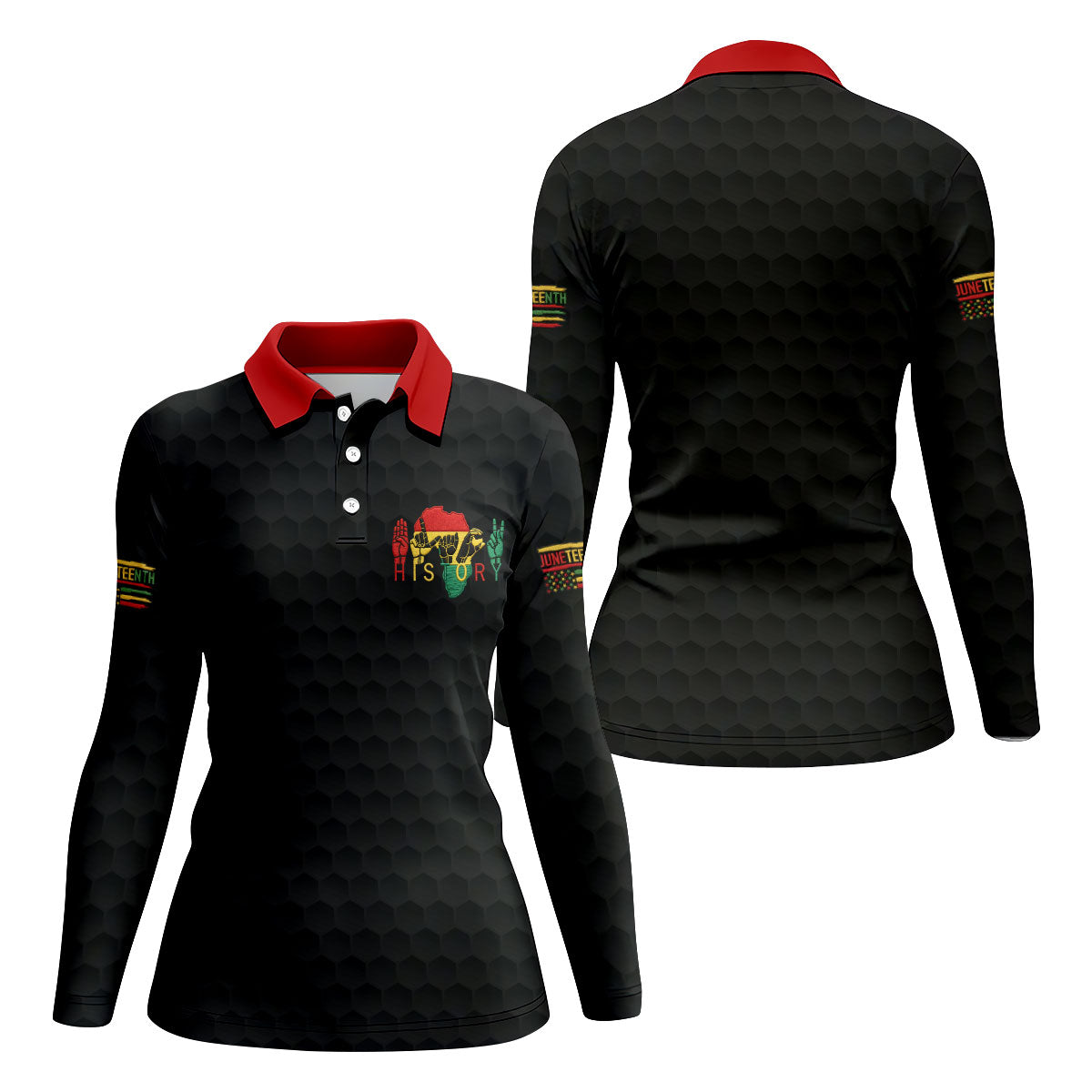 Black Heritage Day Golf Ball Pattern Ladies Golf Tops, Black History Golf Shirt For Women