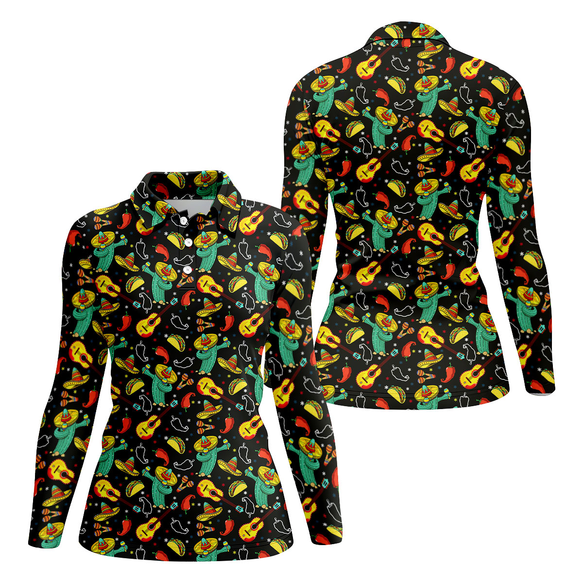 Funny Cactus Mexican Culture Traditions Ladies Golf Tops, Cinco De Mayo Celebration Golf Shirt For Women