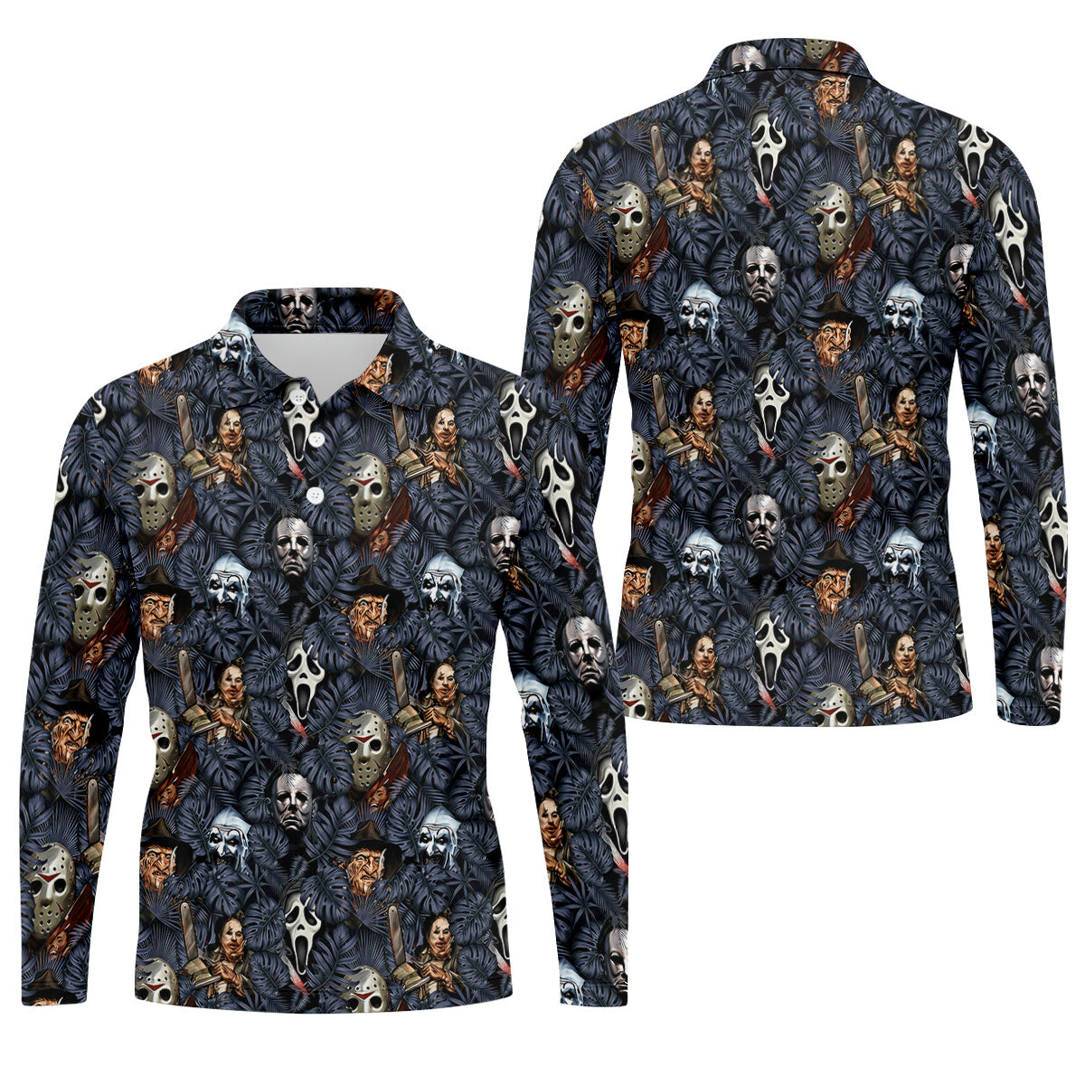 Tropical Horror Character Halloween Golf Shirt, Printed Golf Shirts, Golf Polo Shirts For Men