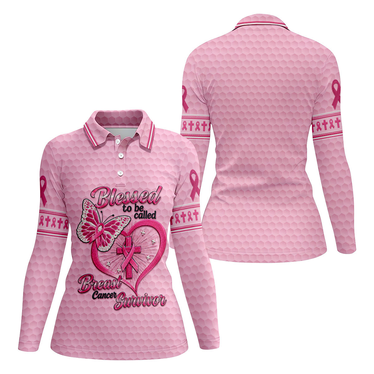 Blessed To Be Called Breast Cancer Survivor Shirt, Womens Golf Polo, Golf Shirts For Women