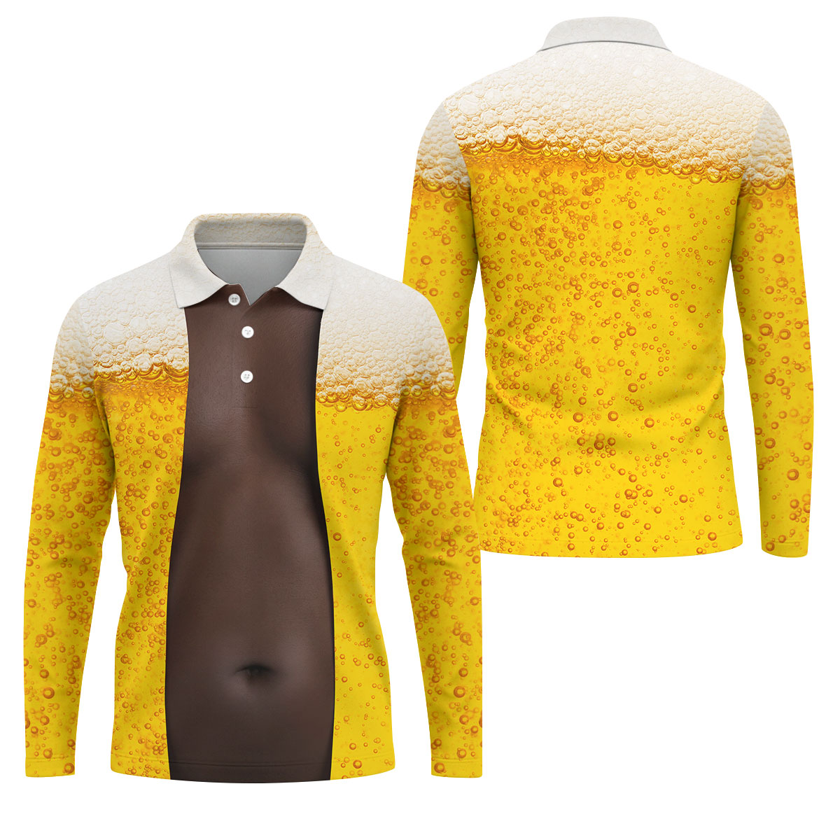 Beer Pint Illusion Pattern Hawaiian Golf Shirt, Golf Shirts For Men, Polo Shirts For Men
