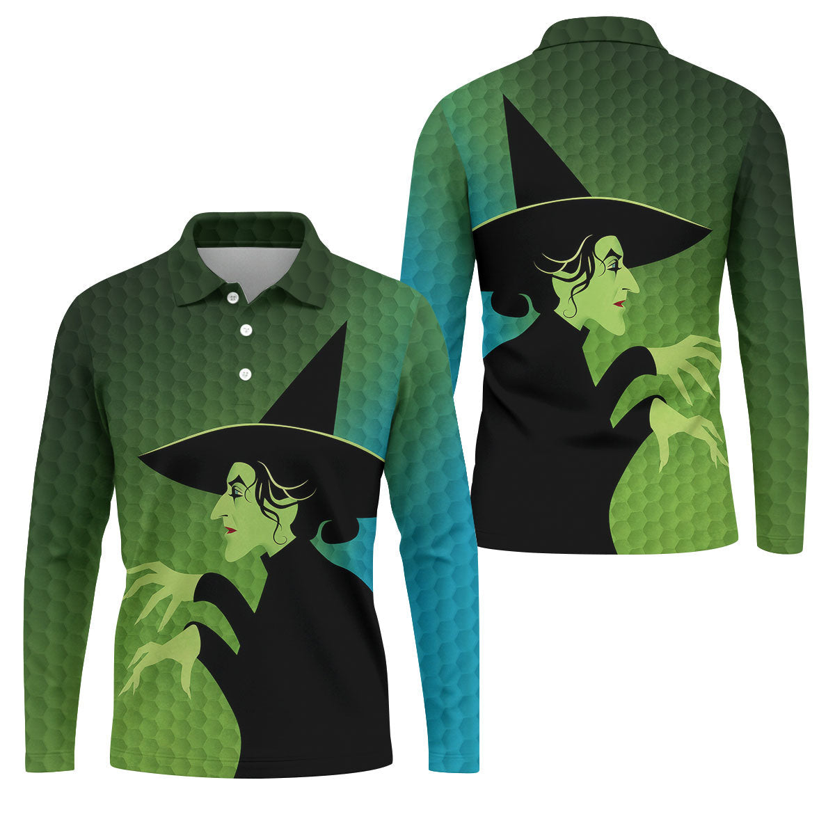 Green Witch Horror Character Halloween Golf Polo Shirt, Halloween Shirt, Mens Golf Polo