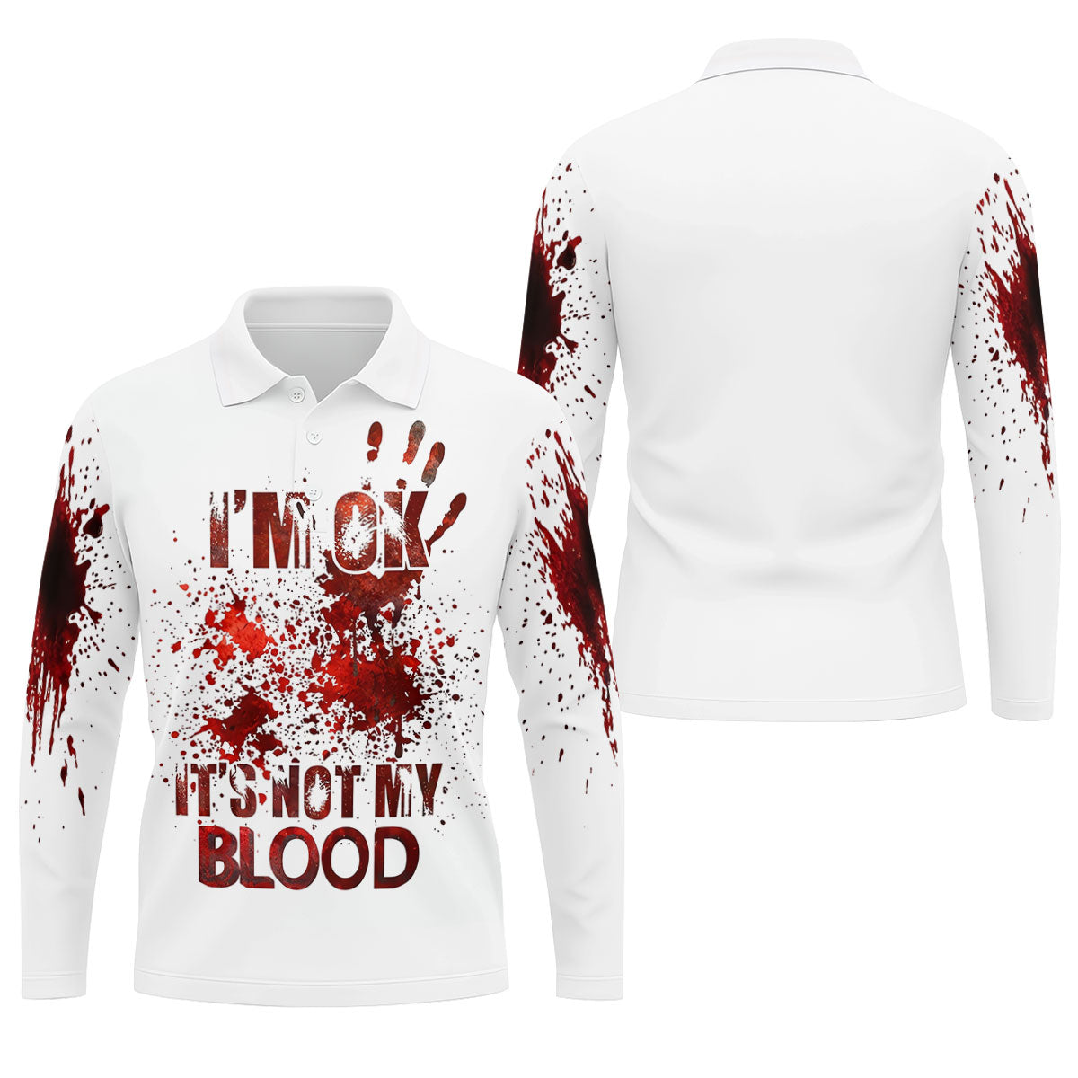 I'm OK It's Not My Blood Halloween Golf Polo Shirt, Mens Golf Apparel, Hawaiian Golf Shirt