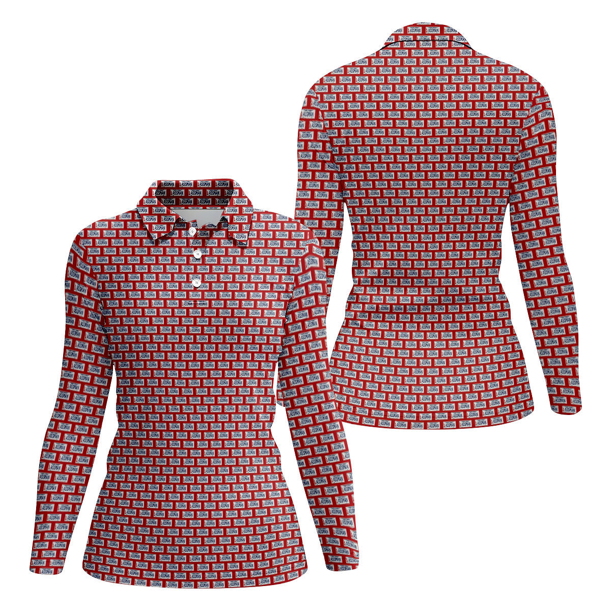 Red New York Assman Pattern Polo Shirt, Ladies Golf Shirts, Hawaiian Golf Shirt, Women’s Golf Apparel