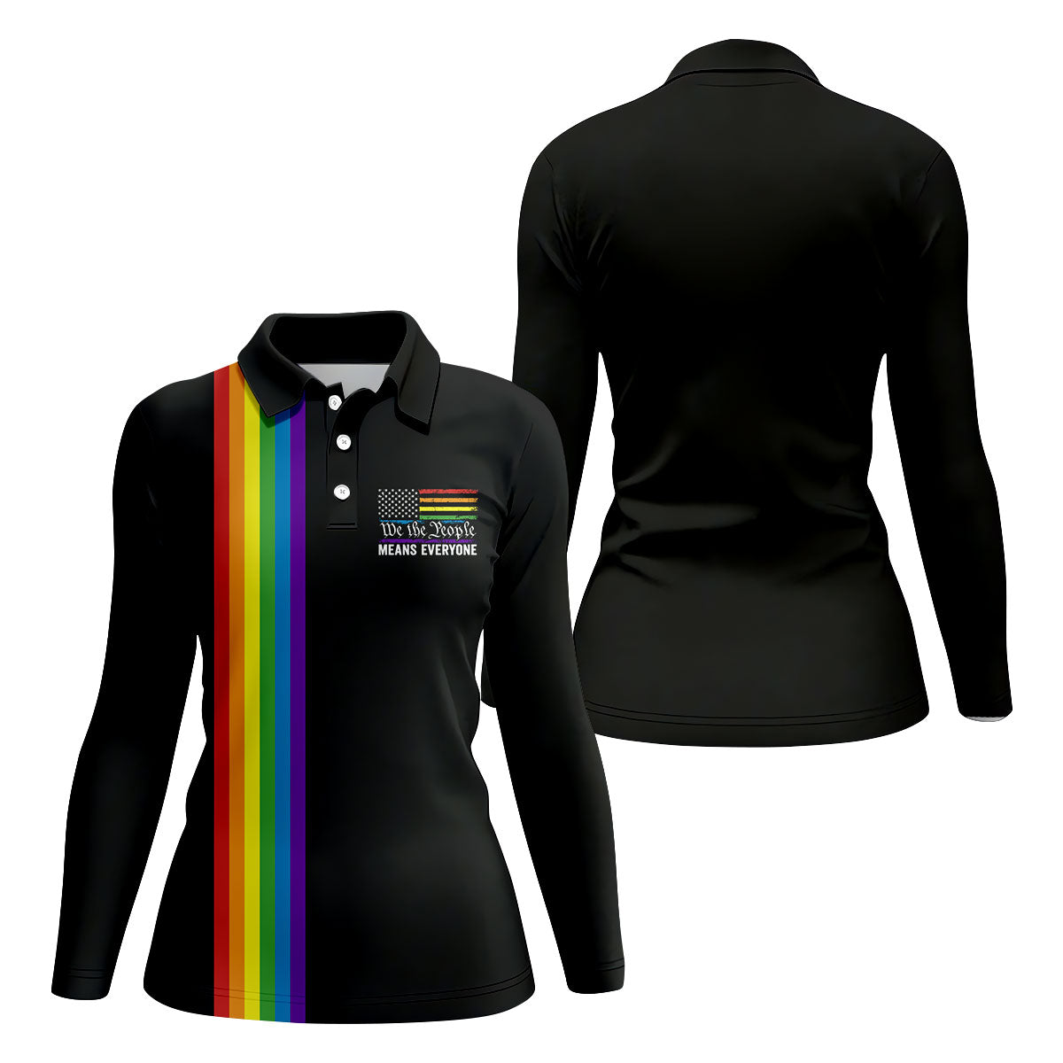 We The People Means Everyone American Pride LGBT Support Ladies Golf Tops, Golf Shirt For Women