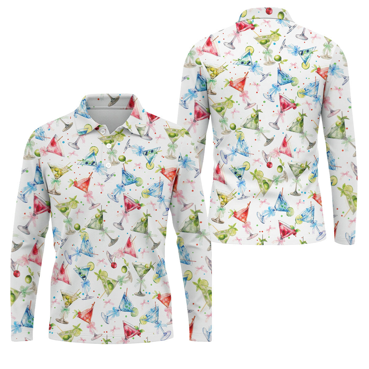 Coquette Martini Cinco De Mayo Celebration Golf Tops For Men, Summer Theme Polo Shirts For Men