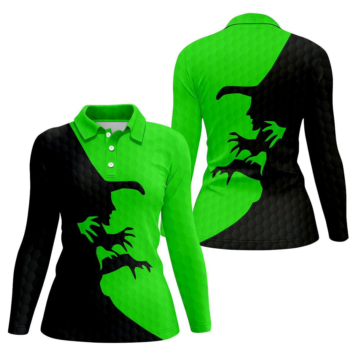 T-Rex Silhouette Halloween Golf Polo Shirt, Women's Golf Apparel, Ladies Golf Shirt