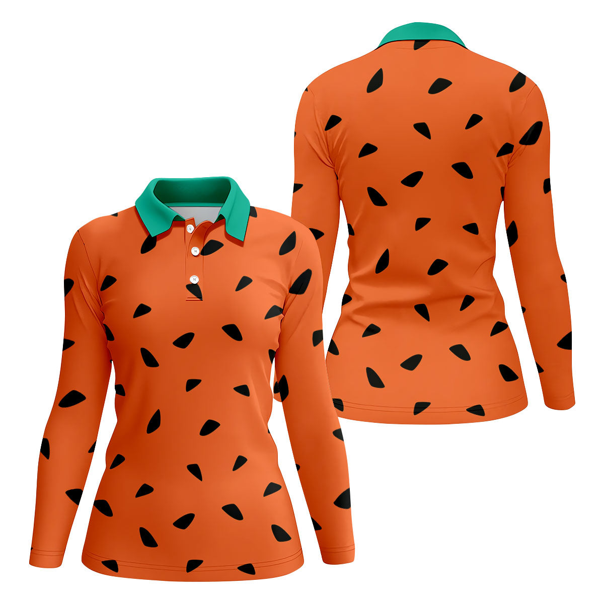 Watermelon Slice Golf Top, Orange Summer Design, Golf Shirts For Women