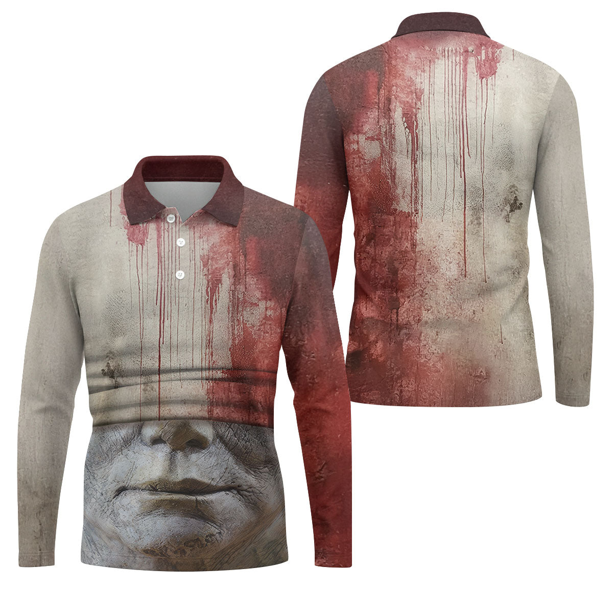 Blood Pale Mask Horror Character Halloween Polo Shirt, Men's Golf Shirt, Mens Golf Shirts