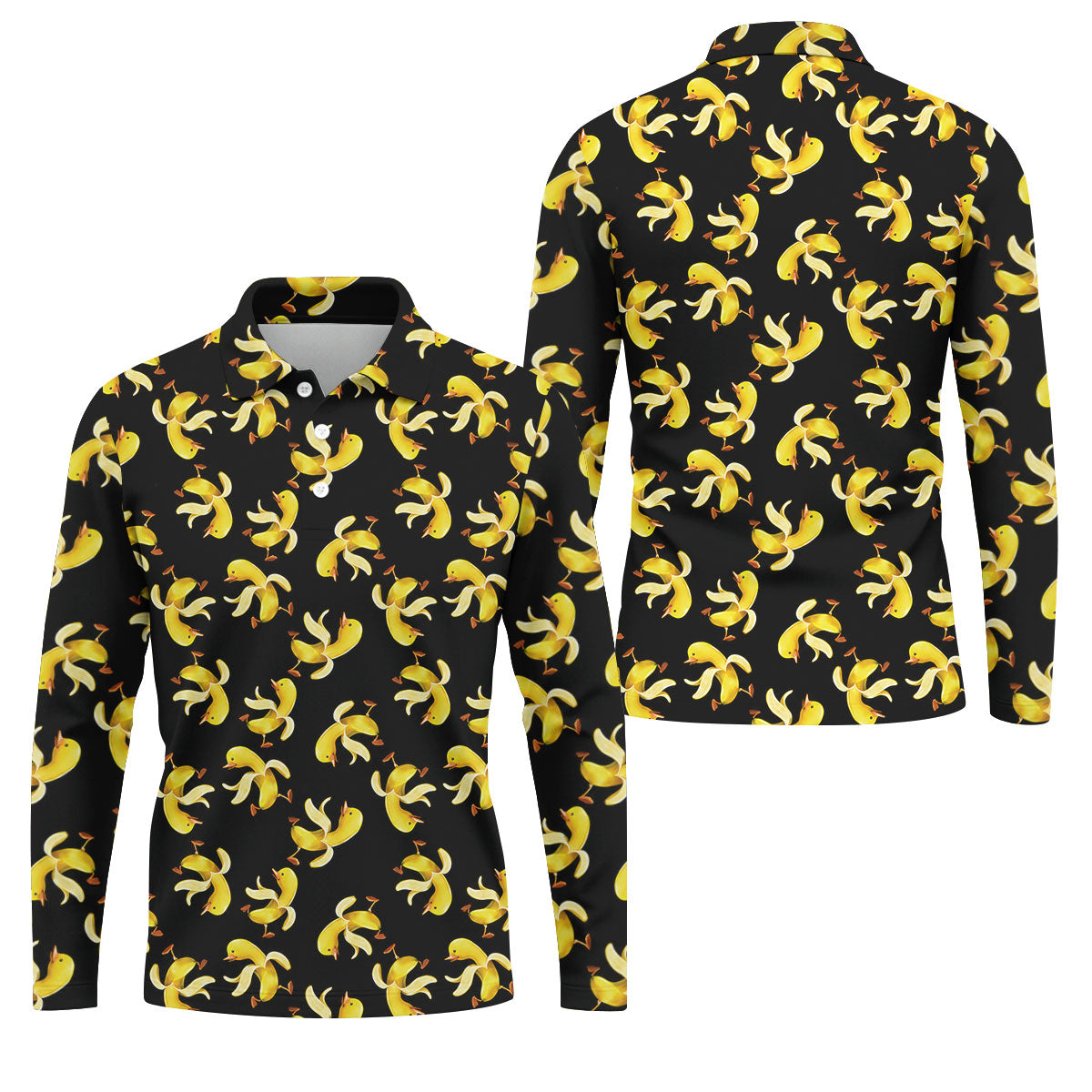 Banana Duck Hawaiian Golf Shirt, Men's Funny Golf Shirts, Polo Shirts For Men