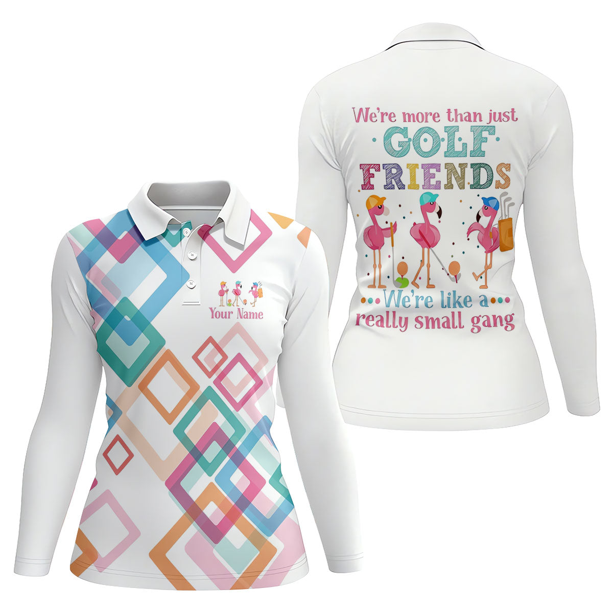 Personalized Flamingo Golf Polo Shirt, Golf Tops For Women, Ladies Golf Shirt