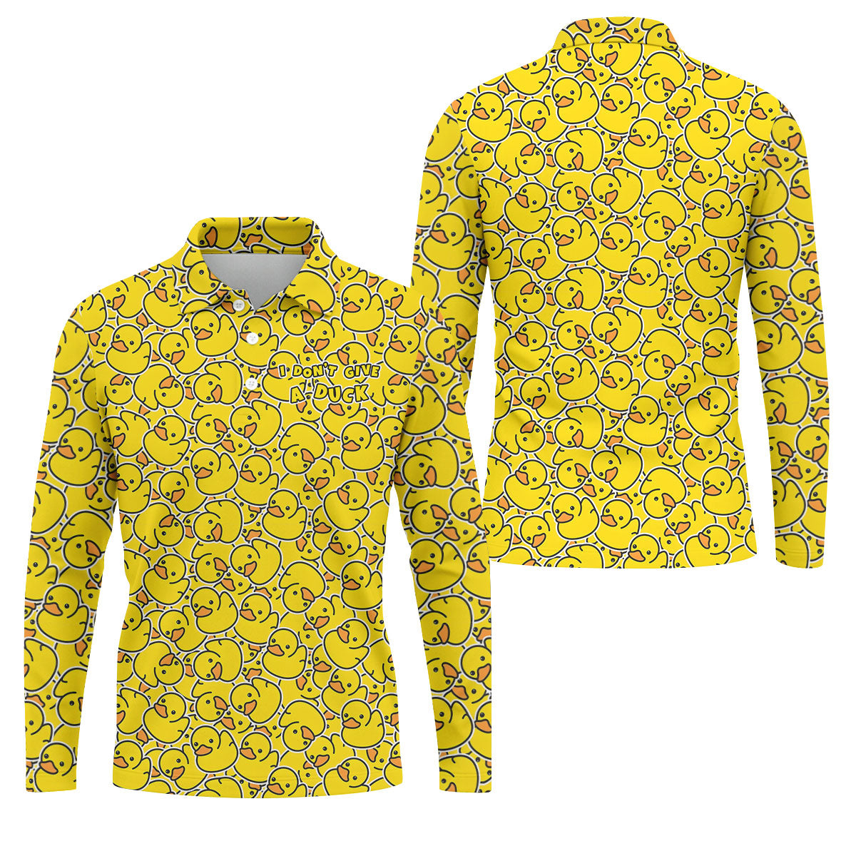 I Don't Give A Duck Yellow Rubber Duck Hawaiian Golf Shirt, Men's Funny Golf Shirts