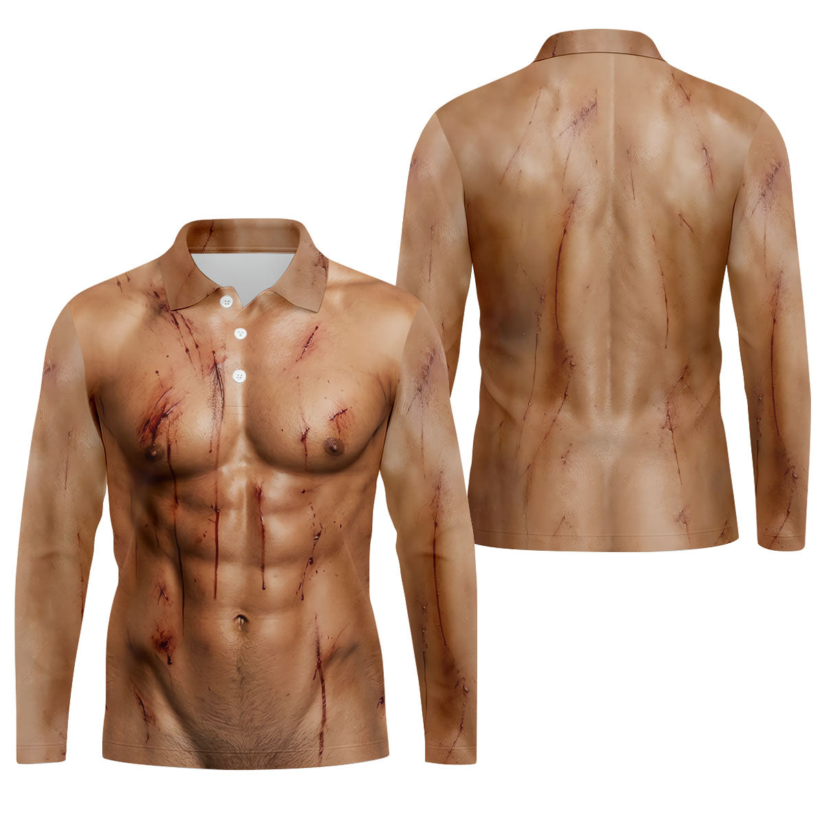 Scary Muscle Body Halloween Golf Shirt, Golf Polo Shirts For Men, Printed Golf Shirts