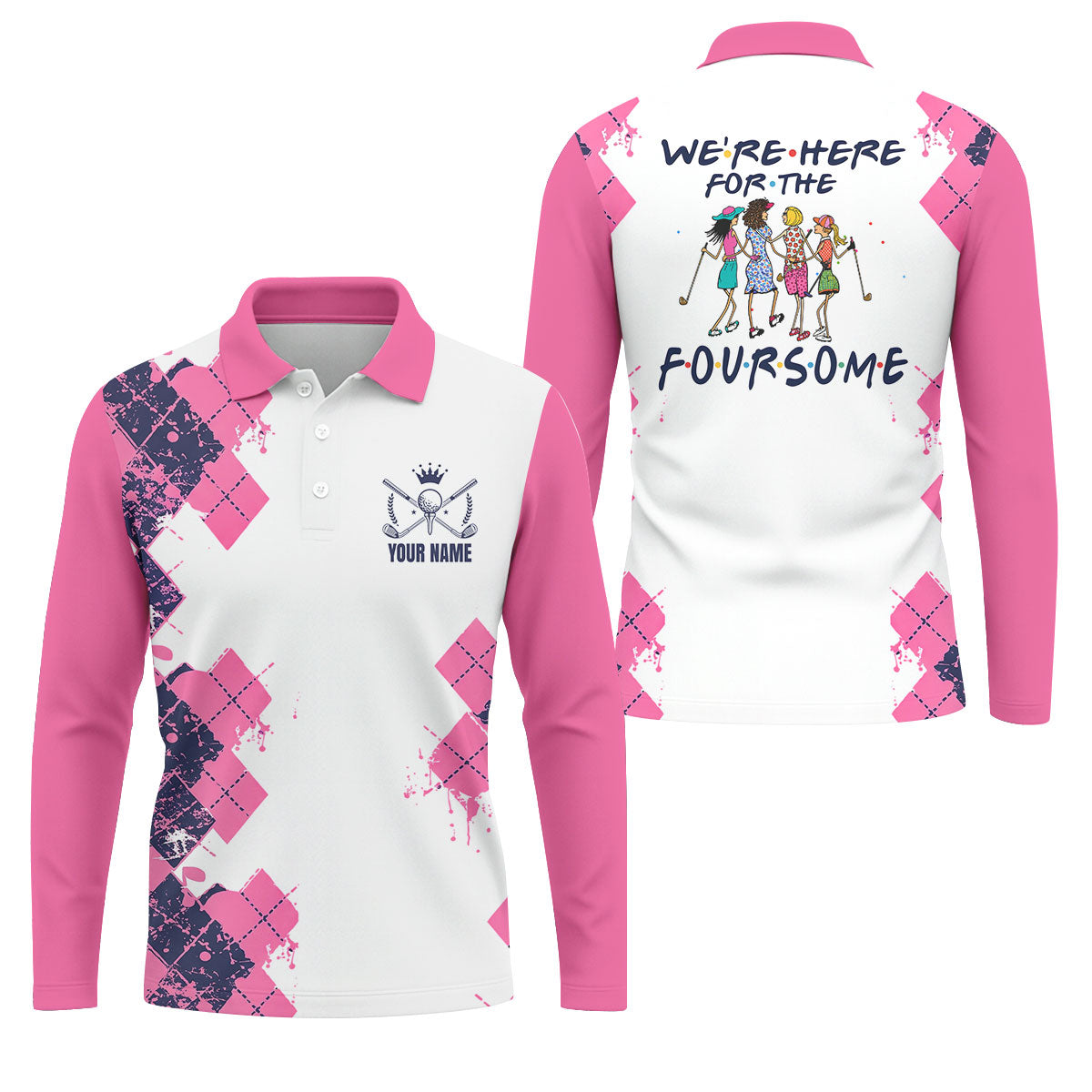 Personalized Pink Paint Splash Golf Shirt, Men's Golf Shirt, Golf Apparel For Men