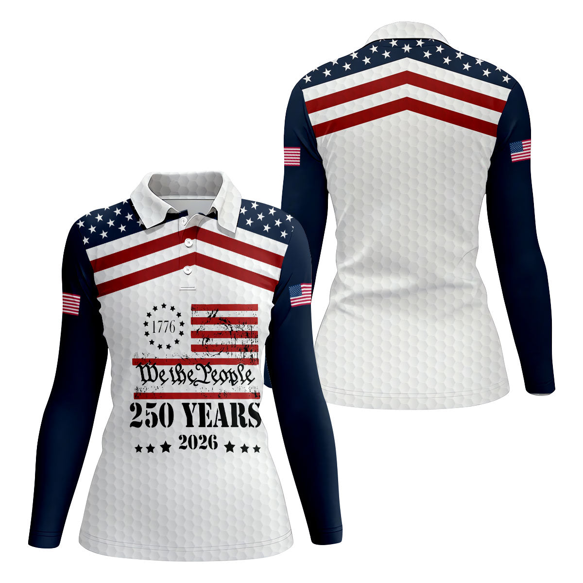 We The People 250 Years US Flag Golf Shirt, Patriotic 4th Of July Golf Shirt For Women