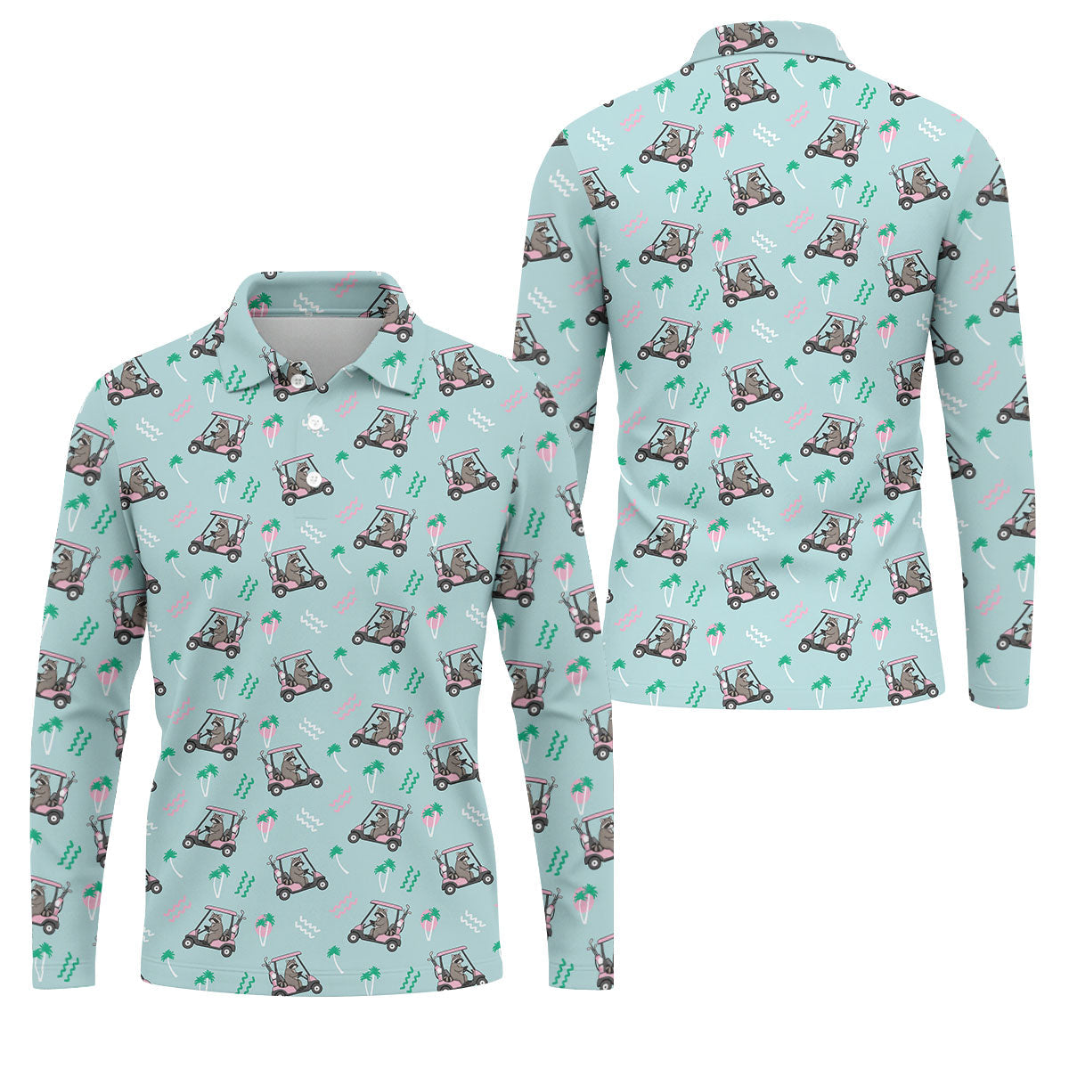 Funny Raccoon Golf Cart Tropical Polo Shirt, Hawaiian Golf Shirt, Golf Shirts For Men