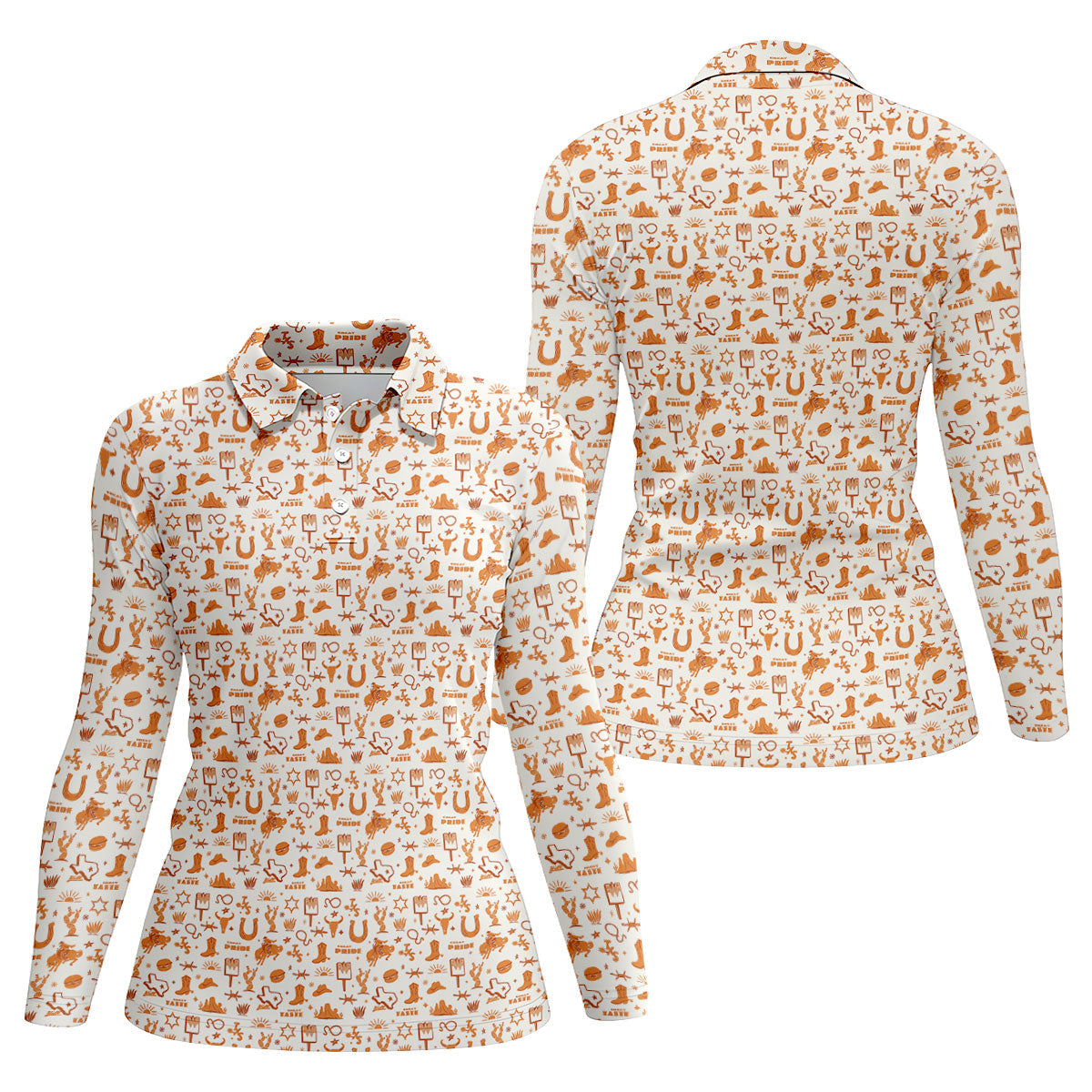 Texas Cowboy Western Pattern Golf Polo Shirt, Ladies Golf Shirts, Hawaiian Golf Shirt