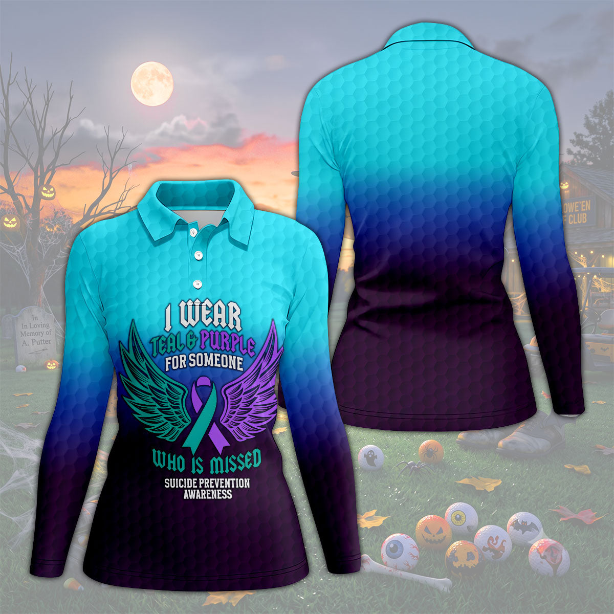 I Wear Teal And Purple Suicide Prevention Awareness Women’s Golf Polo, Golf Shirts