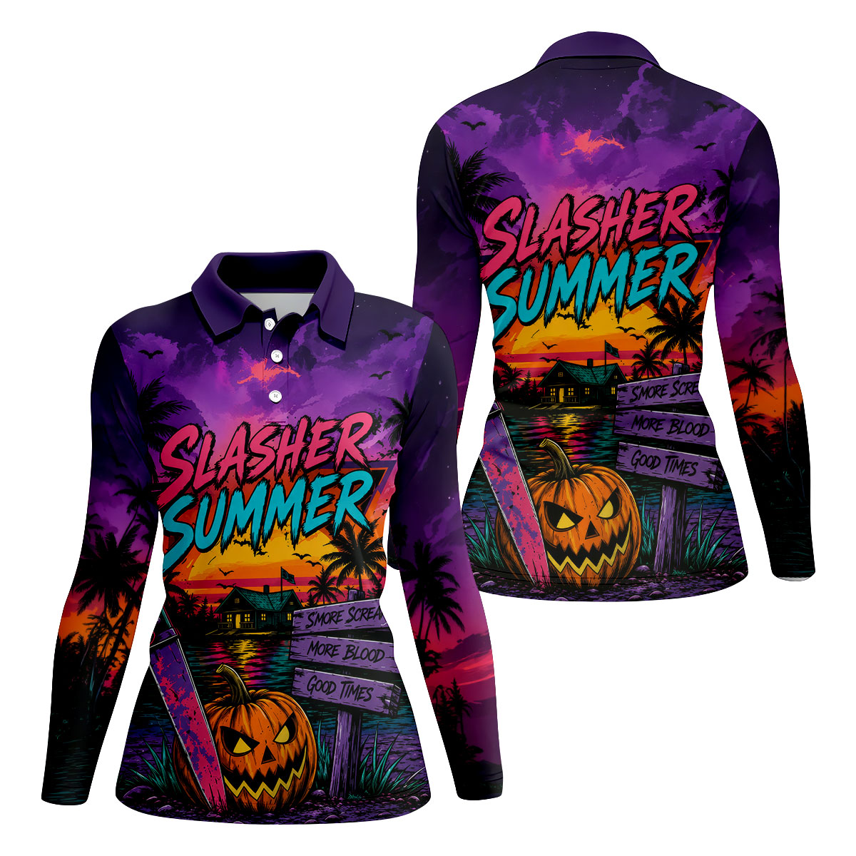 Slasher Summer Halloween Golf Shirt, Golf Shirts For Women, Printed Golf Shirt