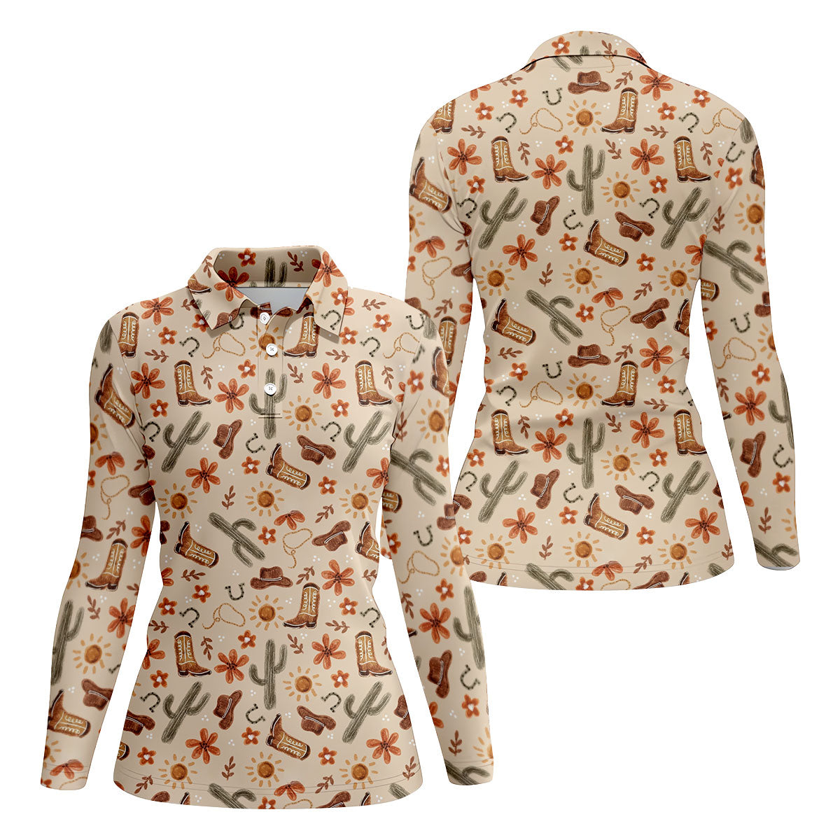 Colorful Western Cowboy Boots Pattern Hawaiian Golf Shirt, Ladies Golf Shirt, Women’s Golf Apparel (Copy)