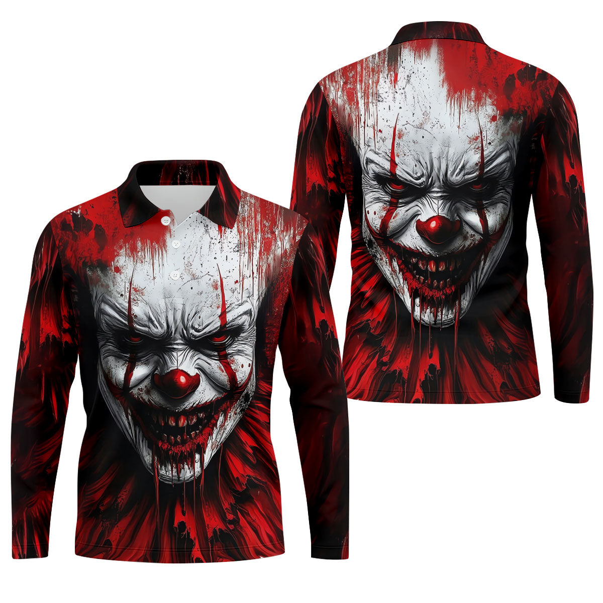 Scary Evil Clown Halloween Golf Polo Shirt, Men's Golf Shirt, Hawaiian Golf Shirt