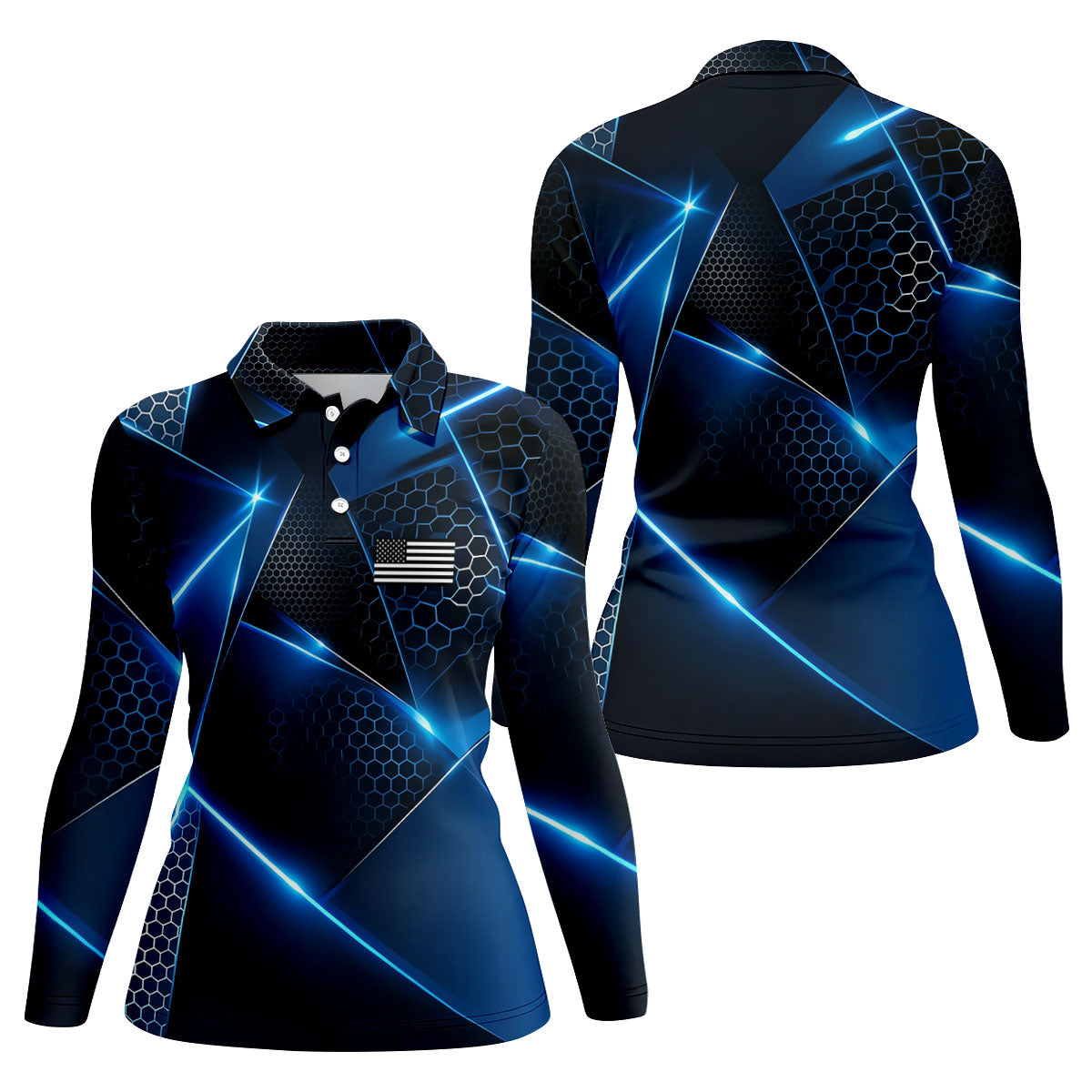 Black And Blue Gradient Patriotic Golf Shirt, 250 Years 4th Of July Golf Shirt For Women