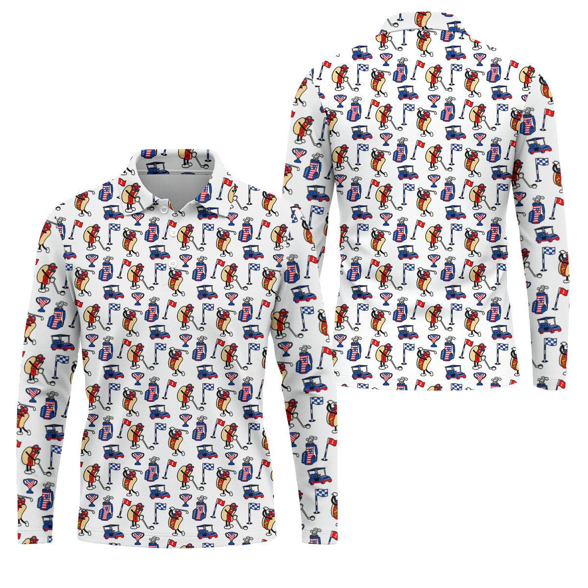 Funny Hot Dog Pattern Polo Shirt, 250 Years USA Patriotic Golf Shirt, 4th Of July Golf Shirt, Golf Shirts For Men
