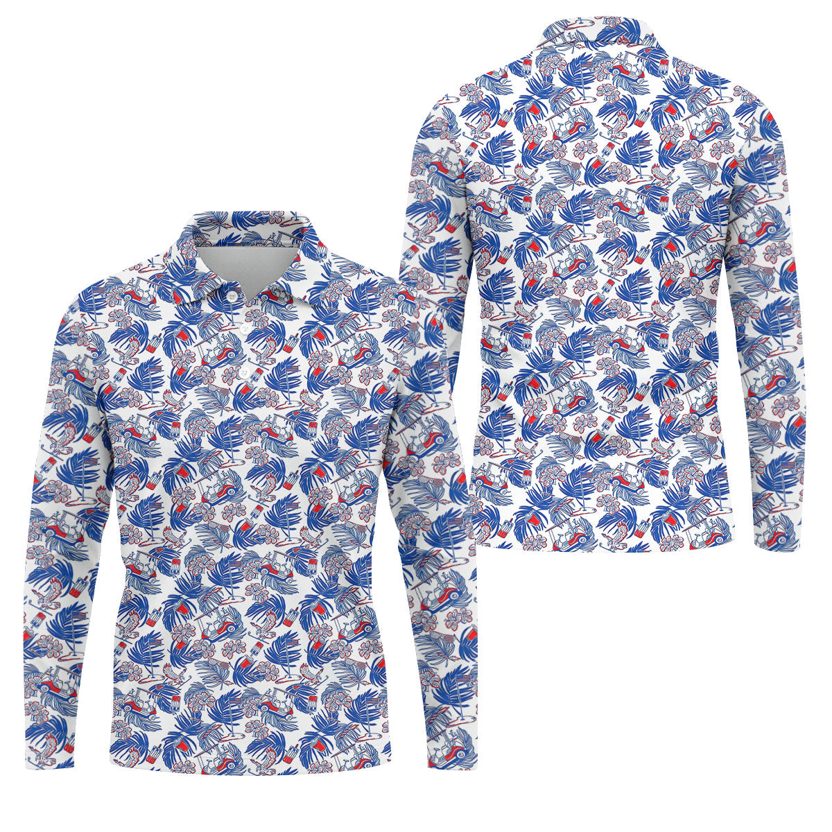Par-Tee In The USA Red White Blue Tropical Golf Shirt, 250 Years Patriotic 4th Of July Golf Shirts For Men
