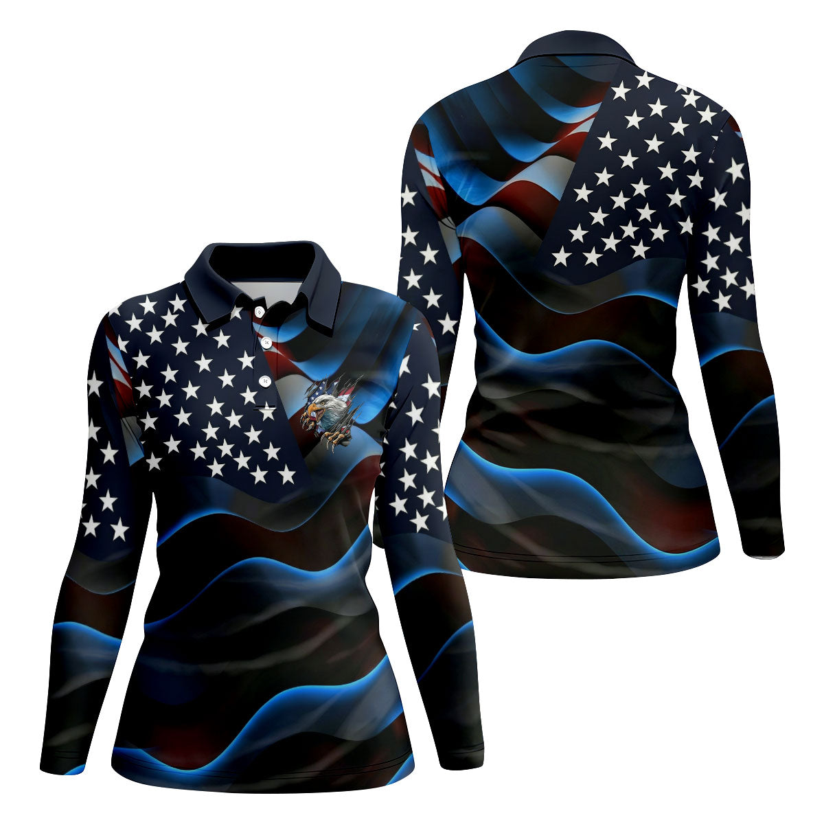 Gradient Stripes And Stars Patriotic 4th Of July Golf Shirt, 250 Years Golf Shirt For Women